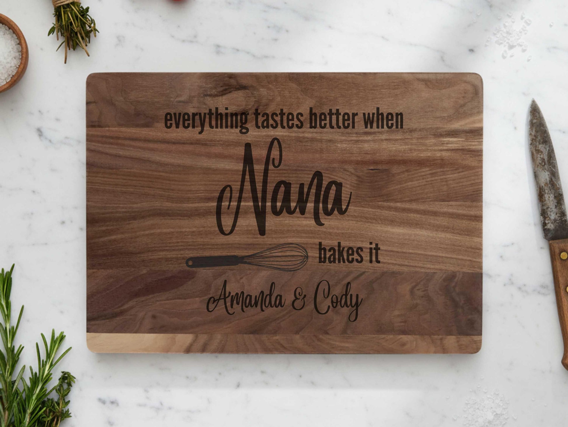 Everything Tastes Better When Nana Bakes it Walnut Cutting Board