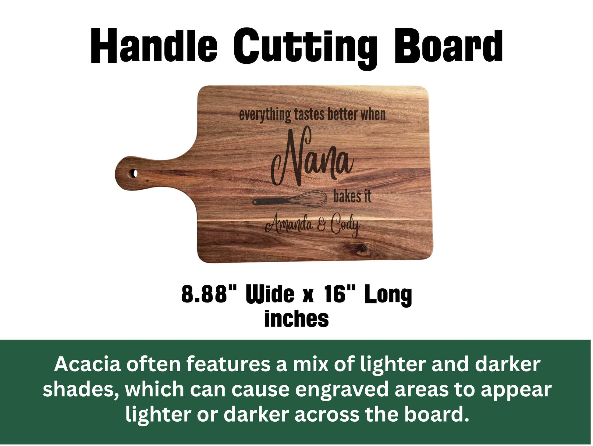 Personalized Nana Baking Board with Grandkids Names – Custom Engraved Wood Cutting Board – Gift for Nana Who Bakes