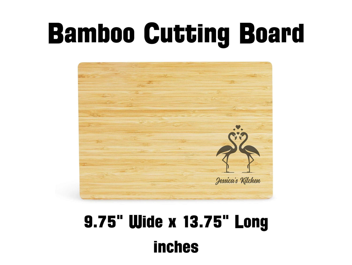 Personalized Flamingo Bamboo Cutting Board