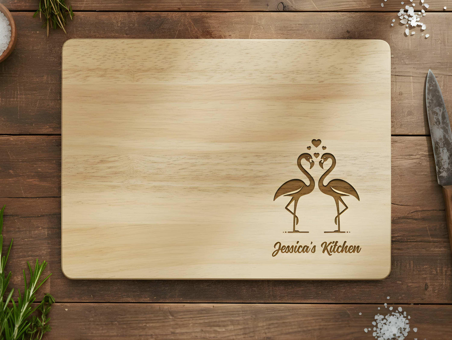 Personalized Flamingo Cutting Board