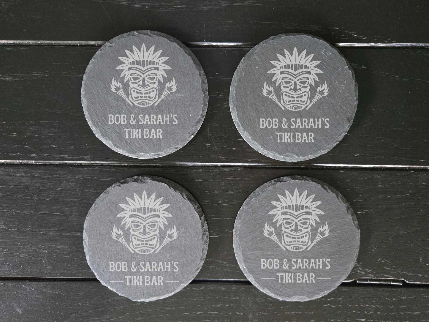 Personalized Tiki Bar Round Coasters