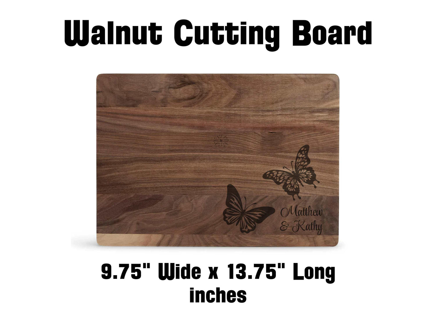 Personalized Butterfly Walnut Cutting Board