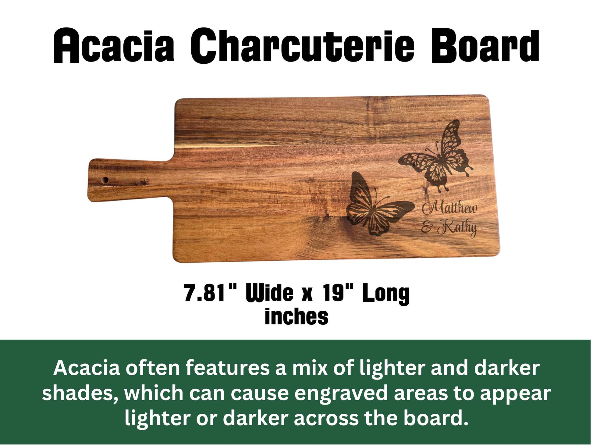 Personalized Butterfly Cutting Board, Custom Wedding or Anniversary Gift for Couples, Engraved Wood Cheese Board