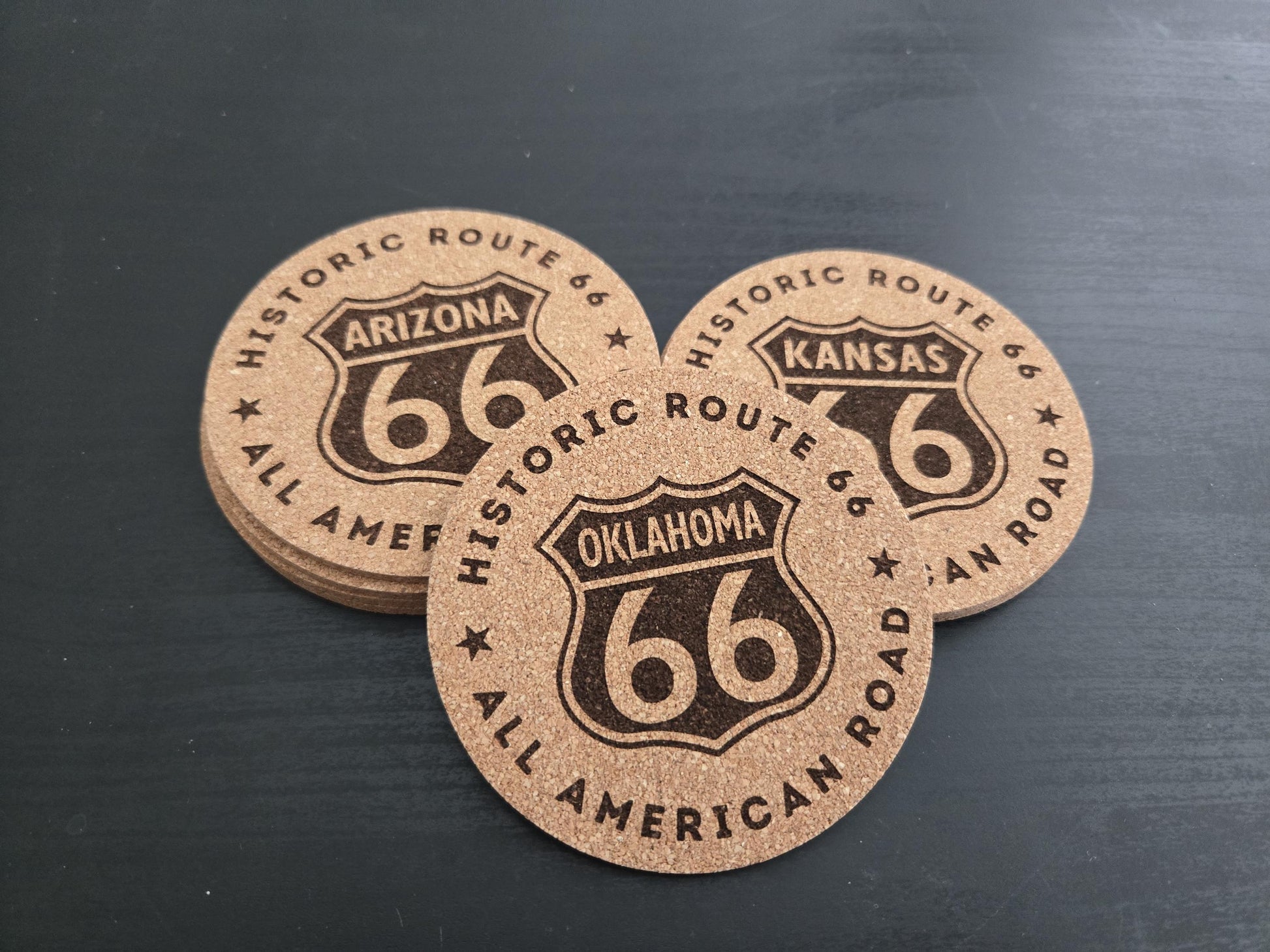 Route 66 Cork Coaster Set