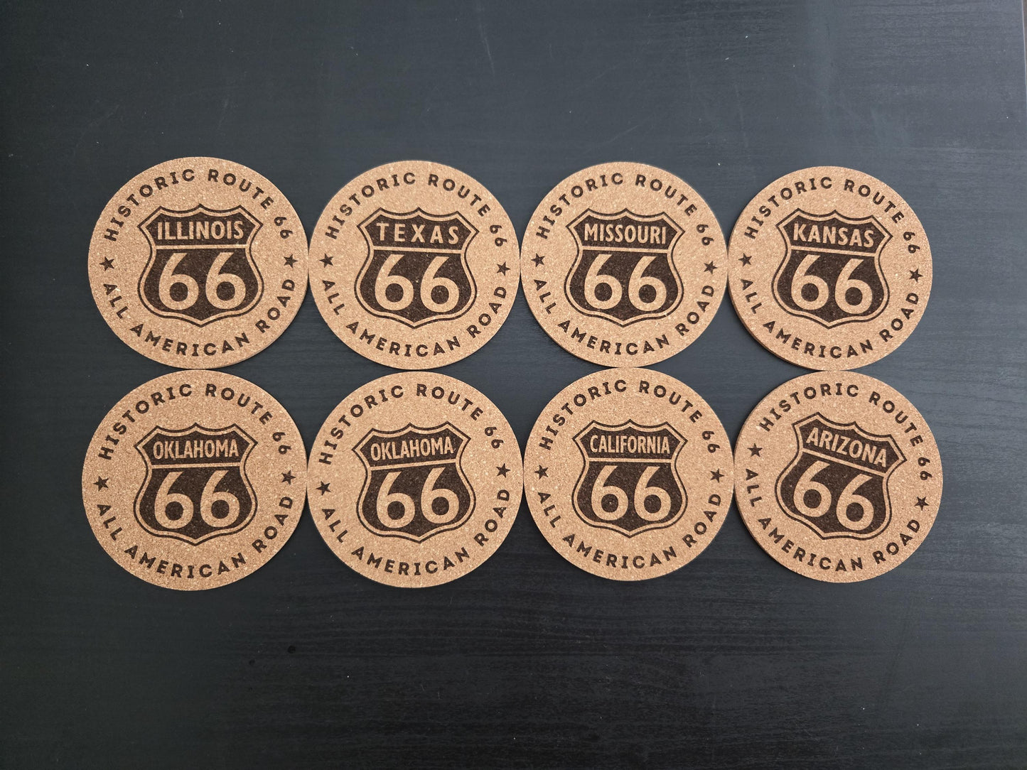 Route 66 Cork Coaster Set