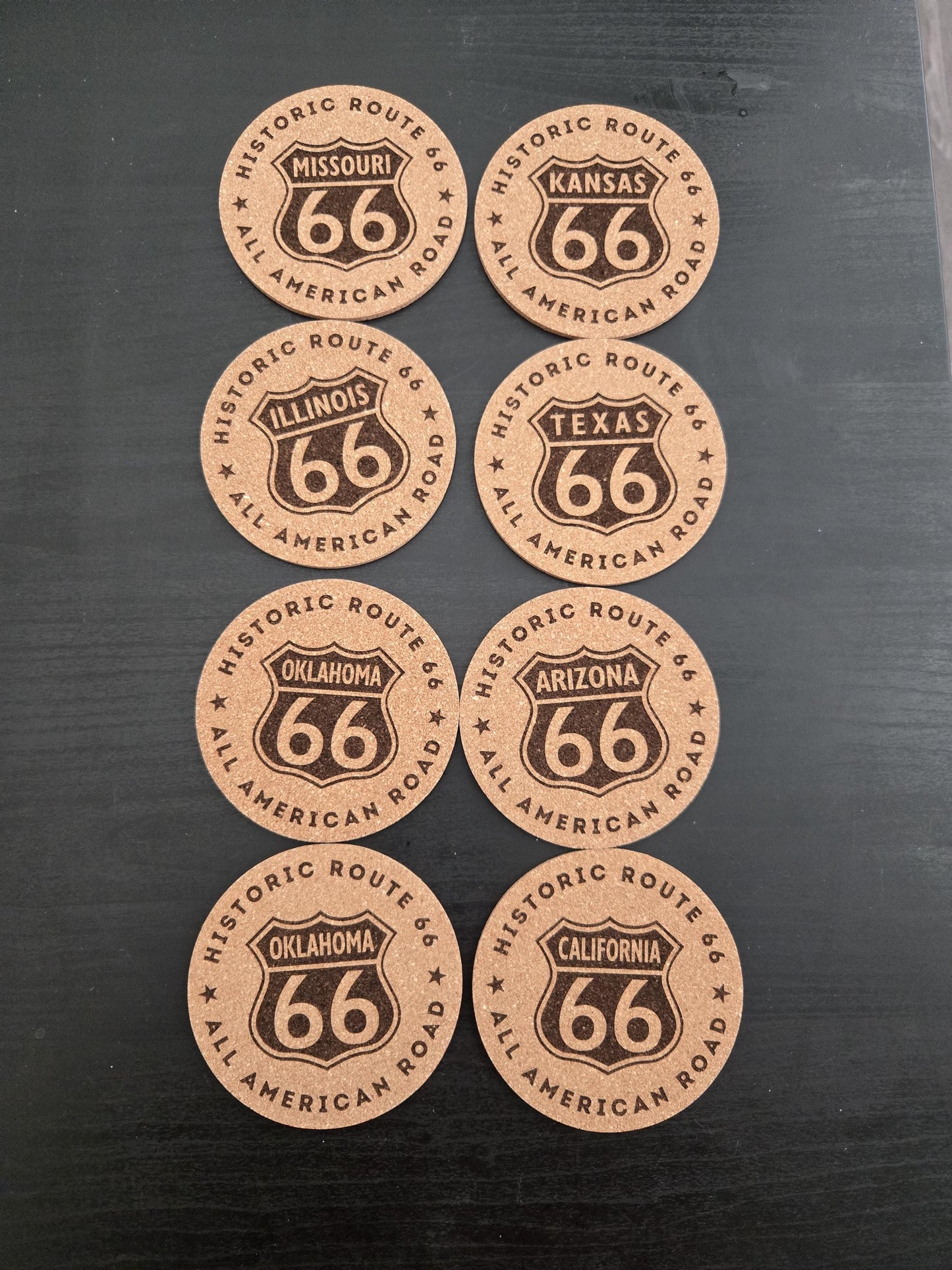 Route 66 Cork Coaster Set