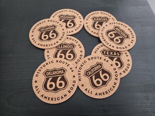 Route 66 Cork Coaster Set