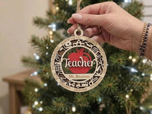Personalized Teacher Ornament Laser Engraved with name