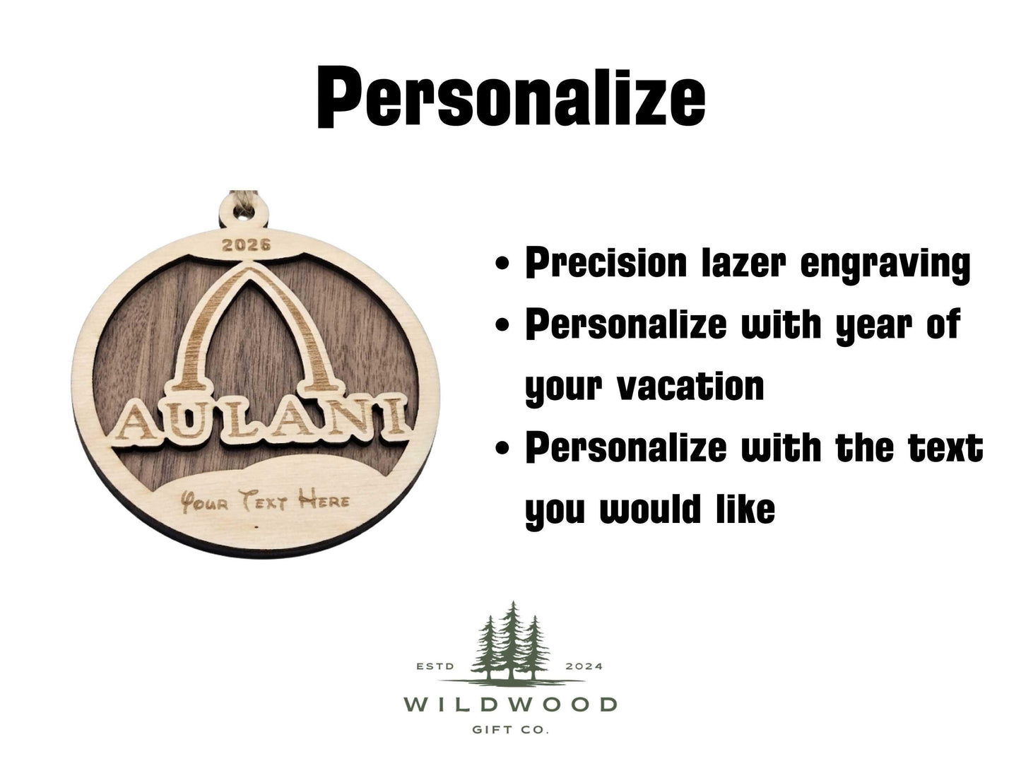 Personalized Aulani Hawaii Layered Ornament, Custom Disney Resort Souvenir, Hawaii Vacation Keepsake, Tropical Christmas Gift