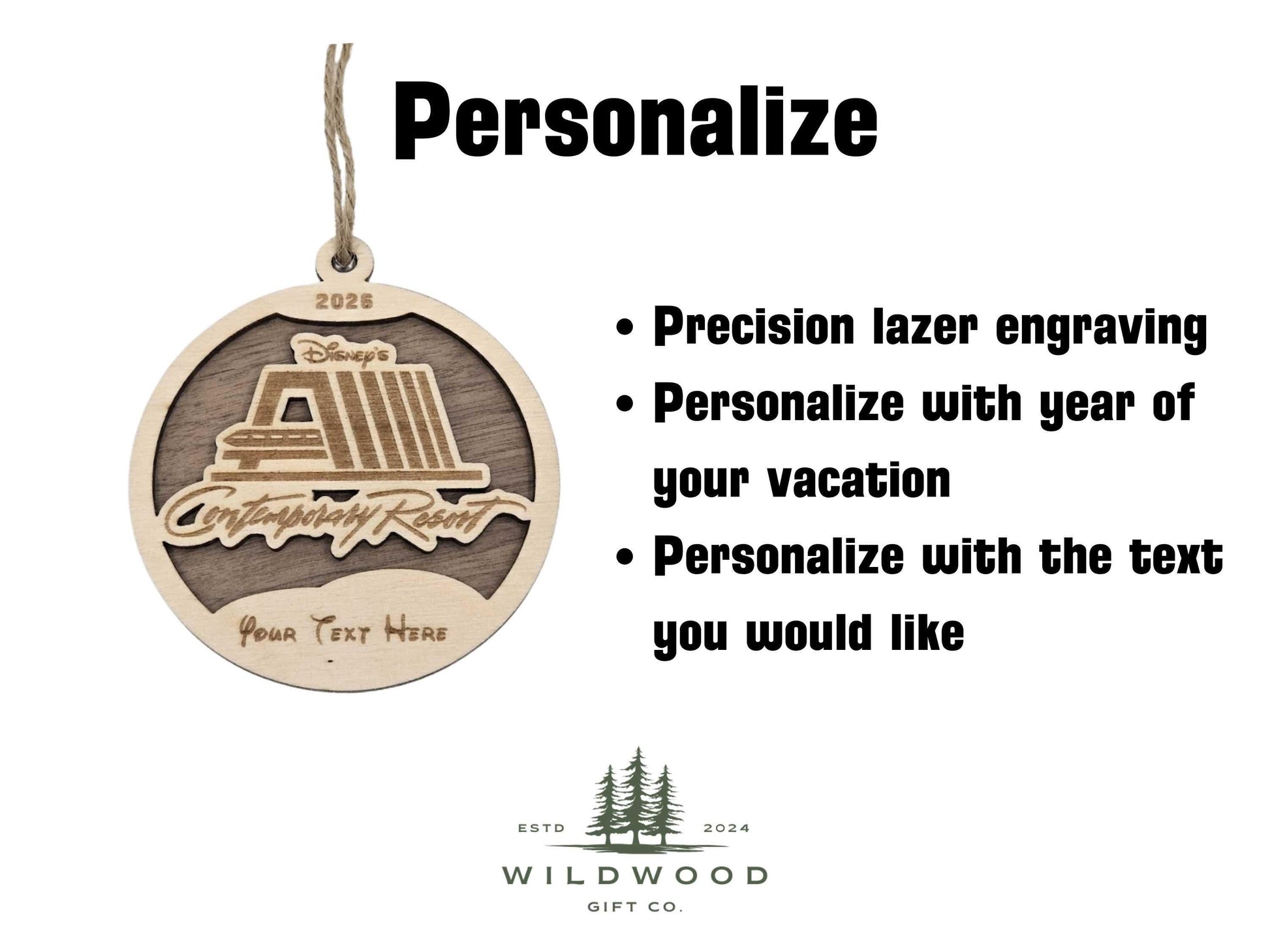 Contemporary Resort Disneyworld Ornament