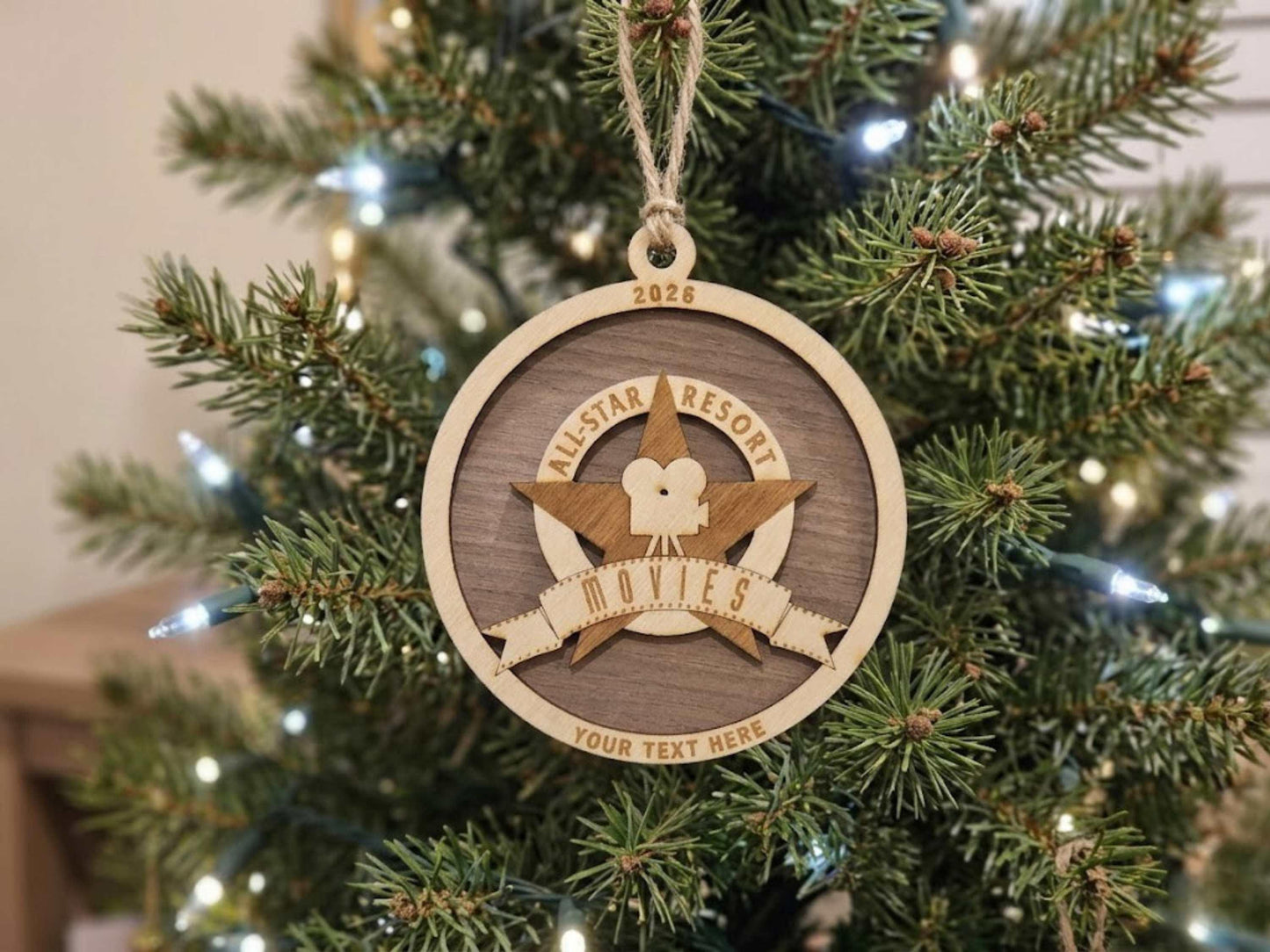 All-Star Movies Resort Disney World Ornament Hanging on a Christmas Tree.