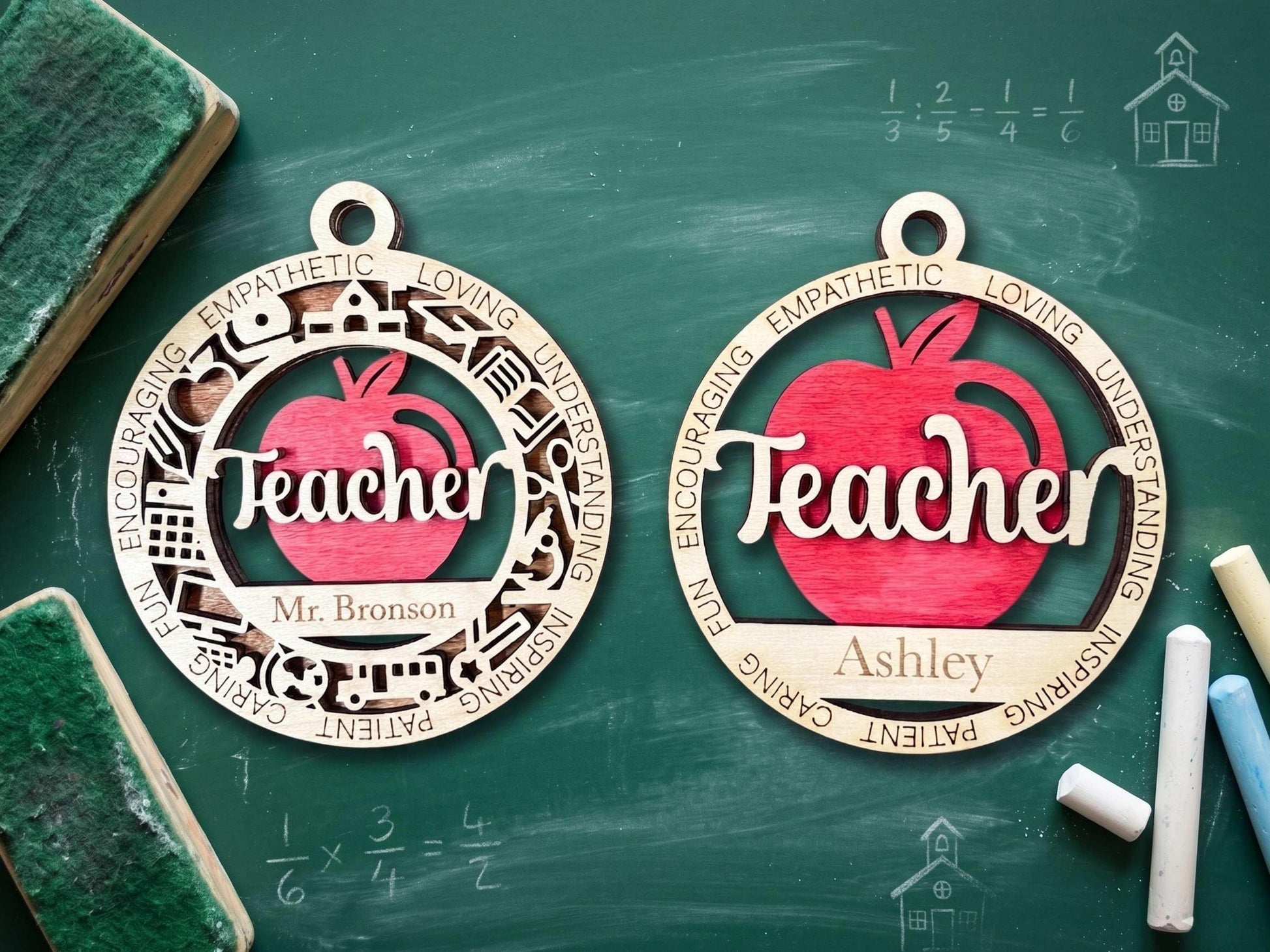 Personalized Teacher Ornament Laser Engraved with name