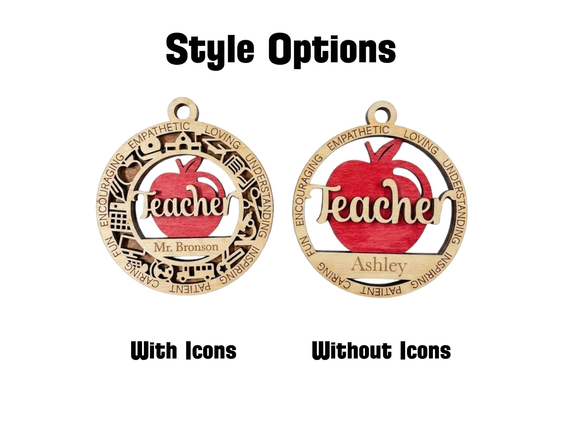 Personalized Teacher Ornament Laser Engraved with name