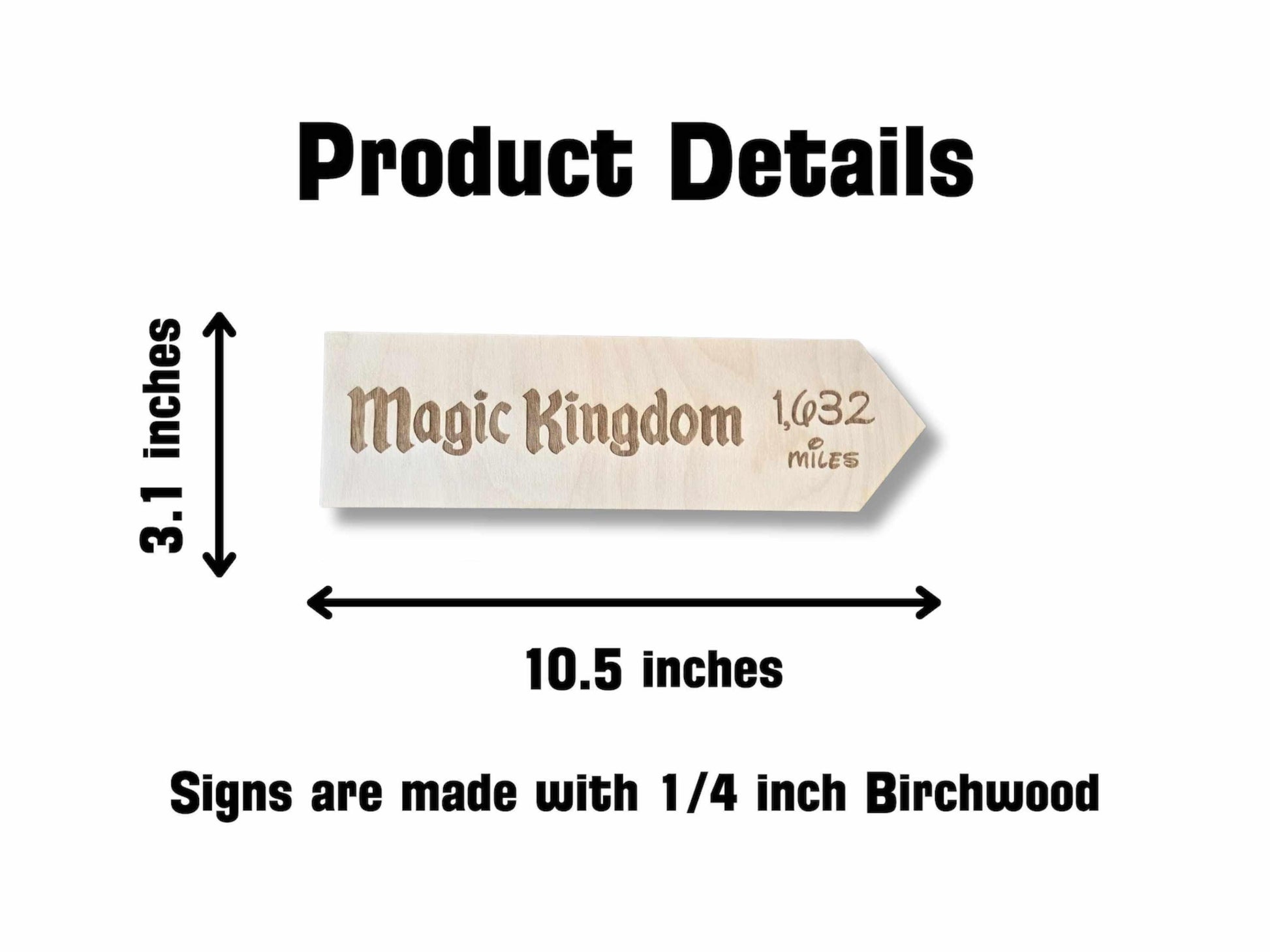 Miles to Epcot - Custom Wood Theme Park Directional Sign, Disney World Vacation Keepsake