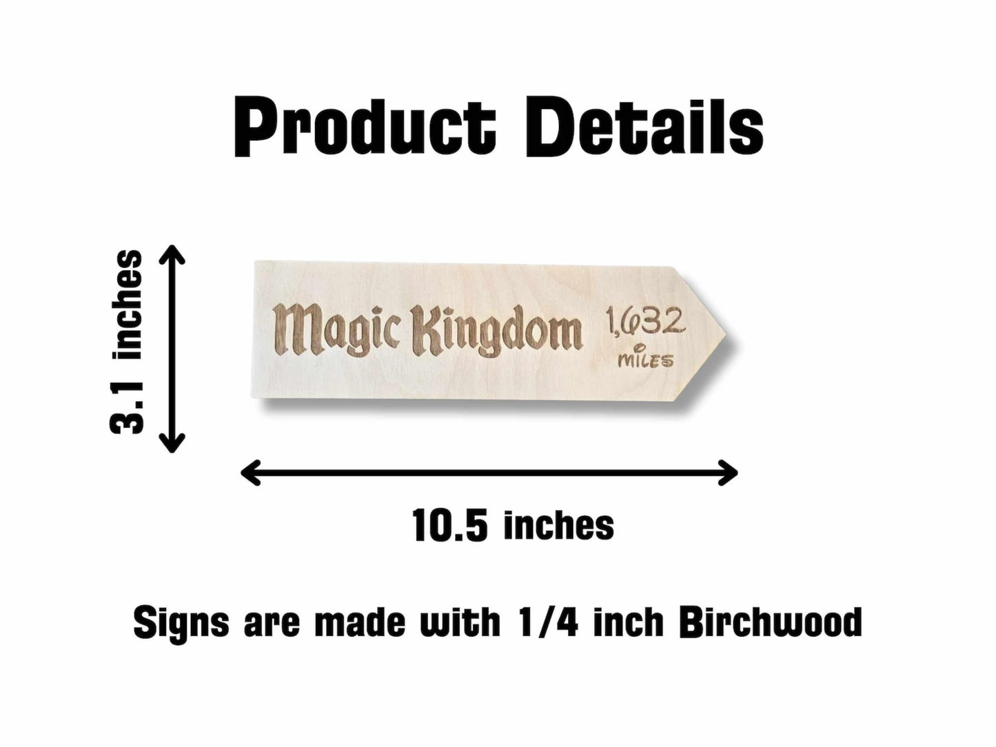 Miles to Magic Kingdom - Custom Wood Theme Park Directional Sign, Disney World Vacation Keepsake