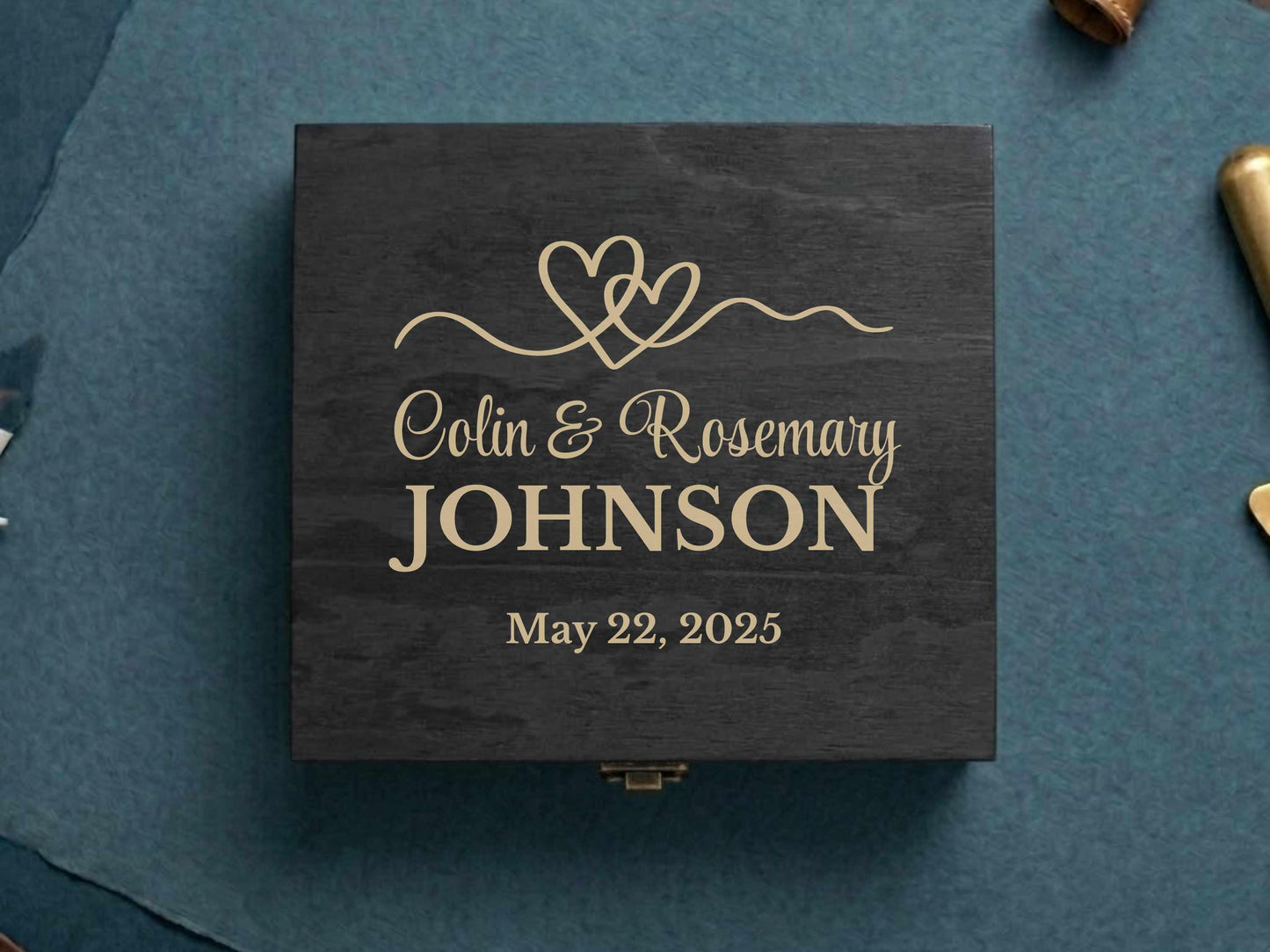 Personalized Wedding Memory Box, Engraved Pine Wood Keepsake Chest Anniversary or Bridal Shower Gift