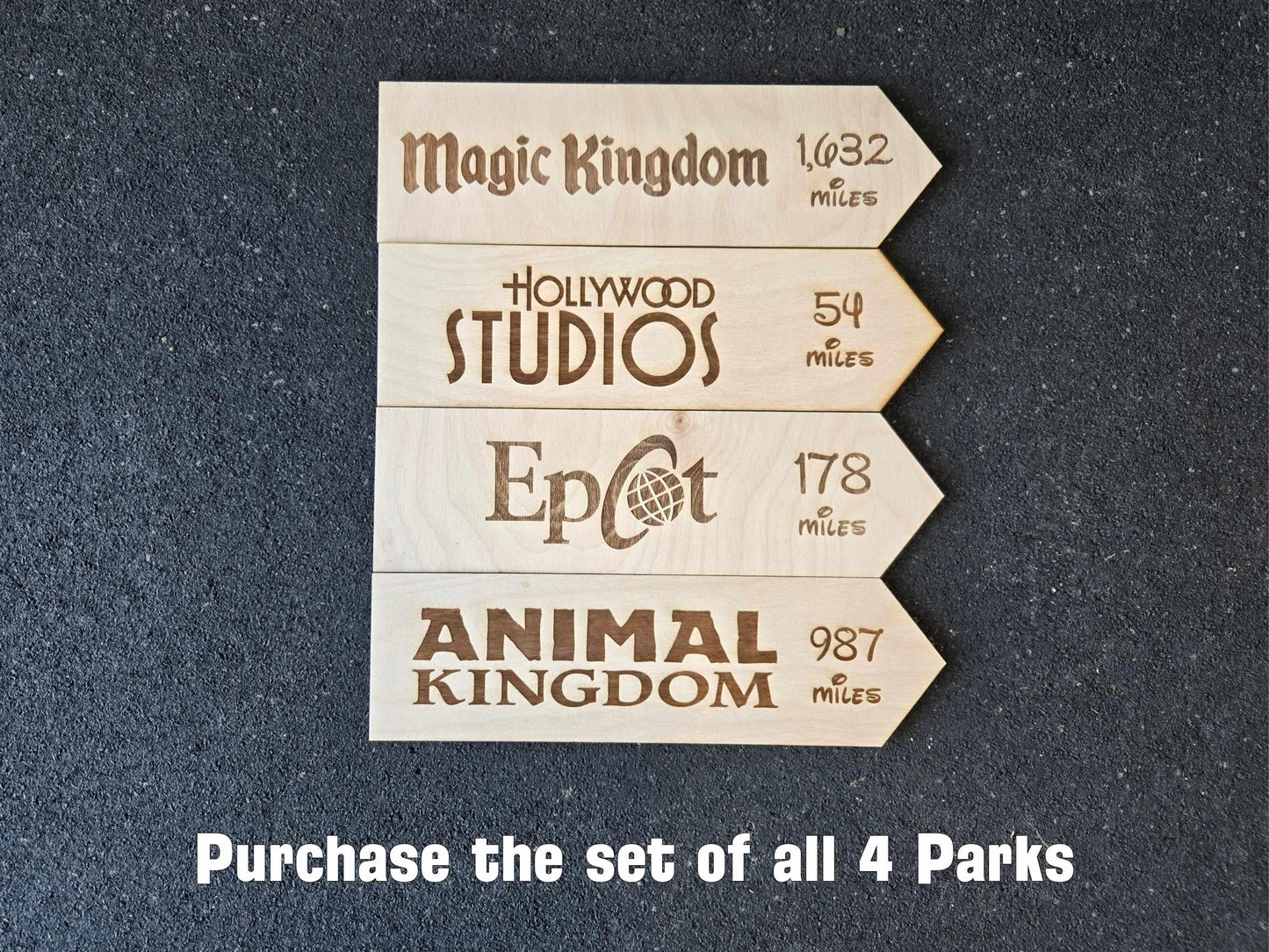 Miles to Magic Kingdom - Custom Wood Theme Park Directional Sign, Disney World Vacation Keepsake