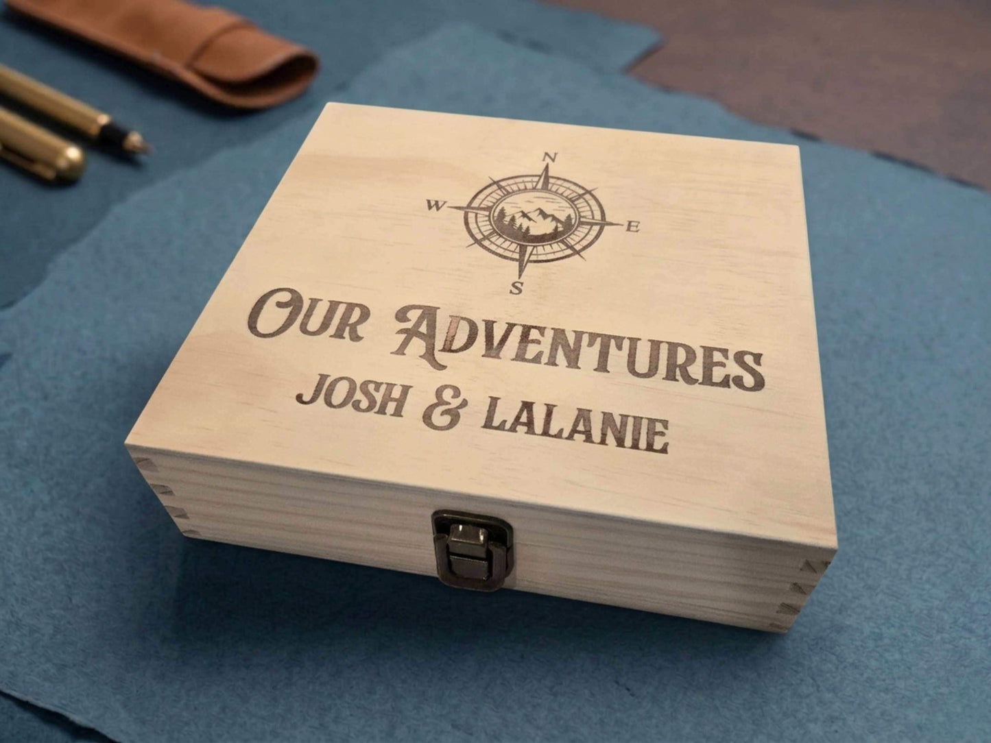 Couples Memory Box with "Our adventures" Engraved on the top