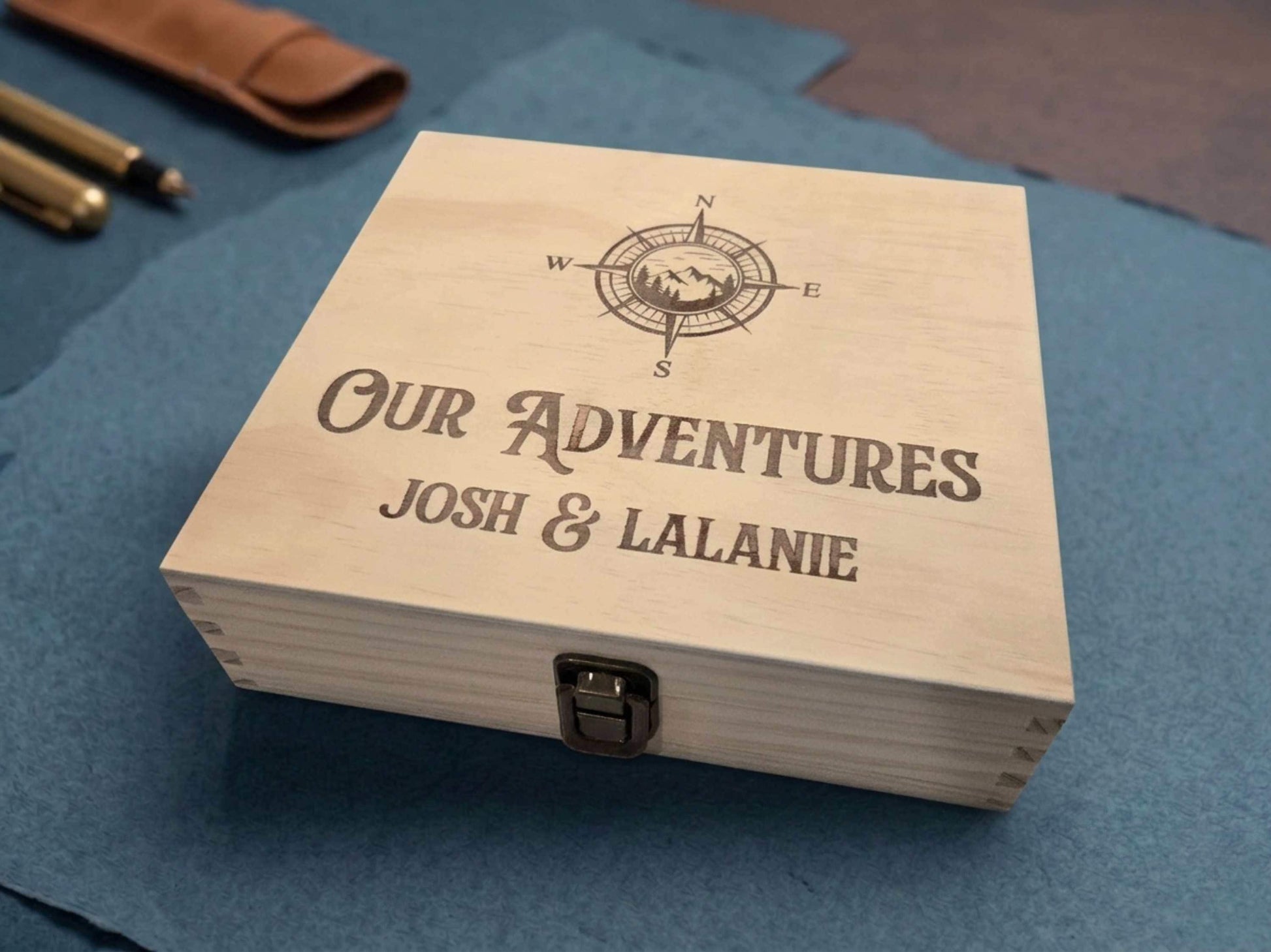 Couples Memory Box with "Our adventures" Engraved on the top