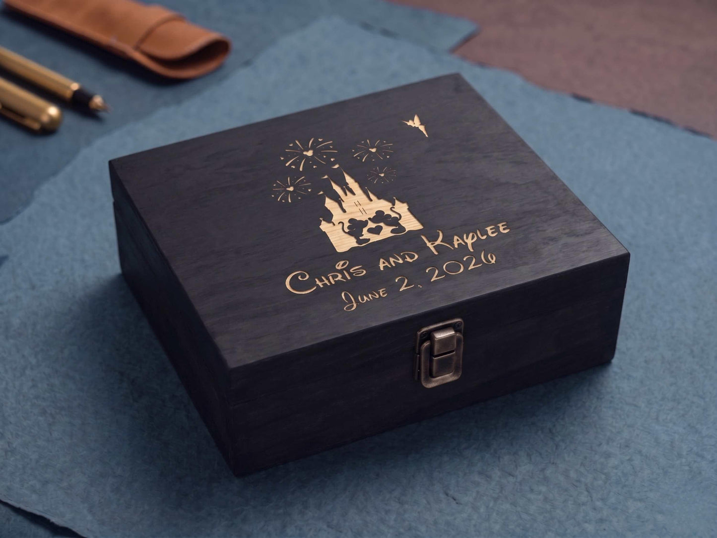 Personalized Disney-Inspired Wedding Memory Box Black