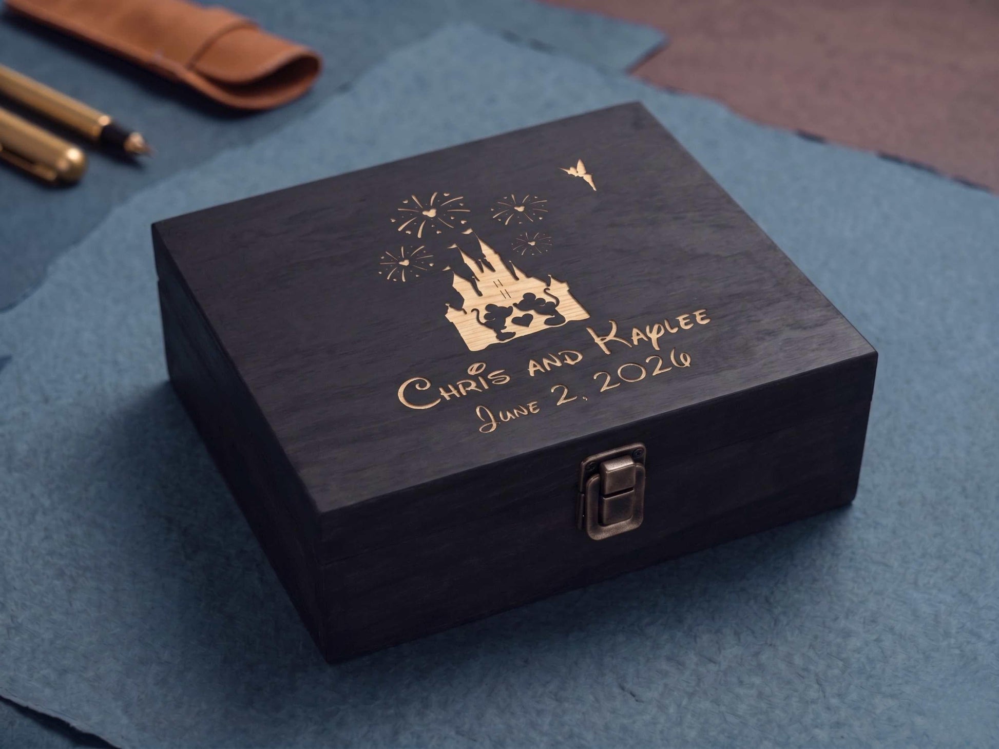 Personalized Disney-Inspired Wedding Memory Box Black