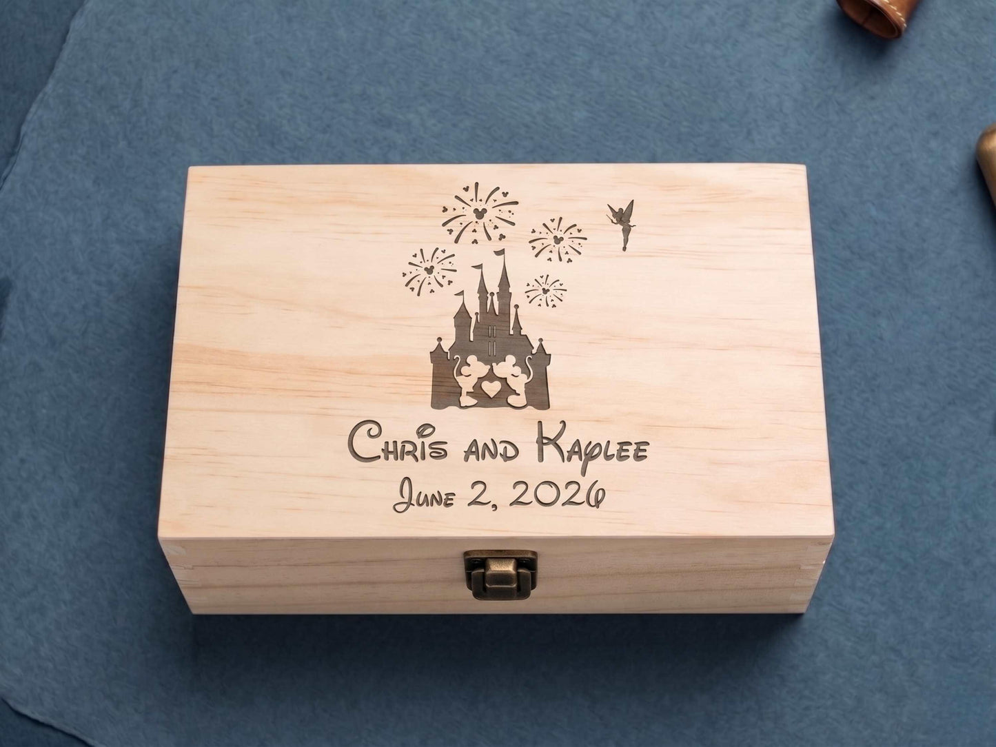 Personalized Disney-Inspired Wedding Memory Box Natural
