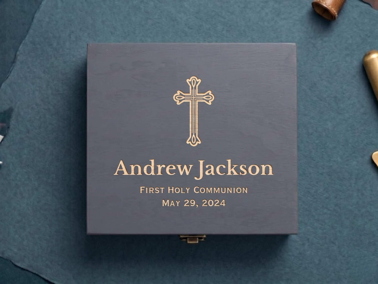 First Communion Memory Box grey stain