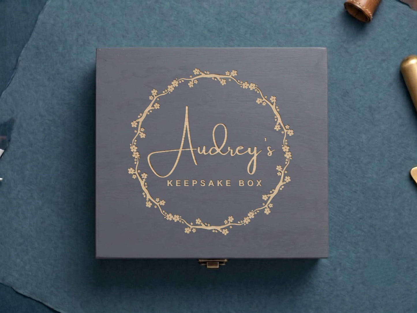 Girls Grey Wood Keepsake Box