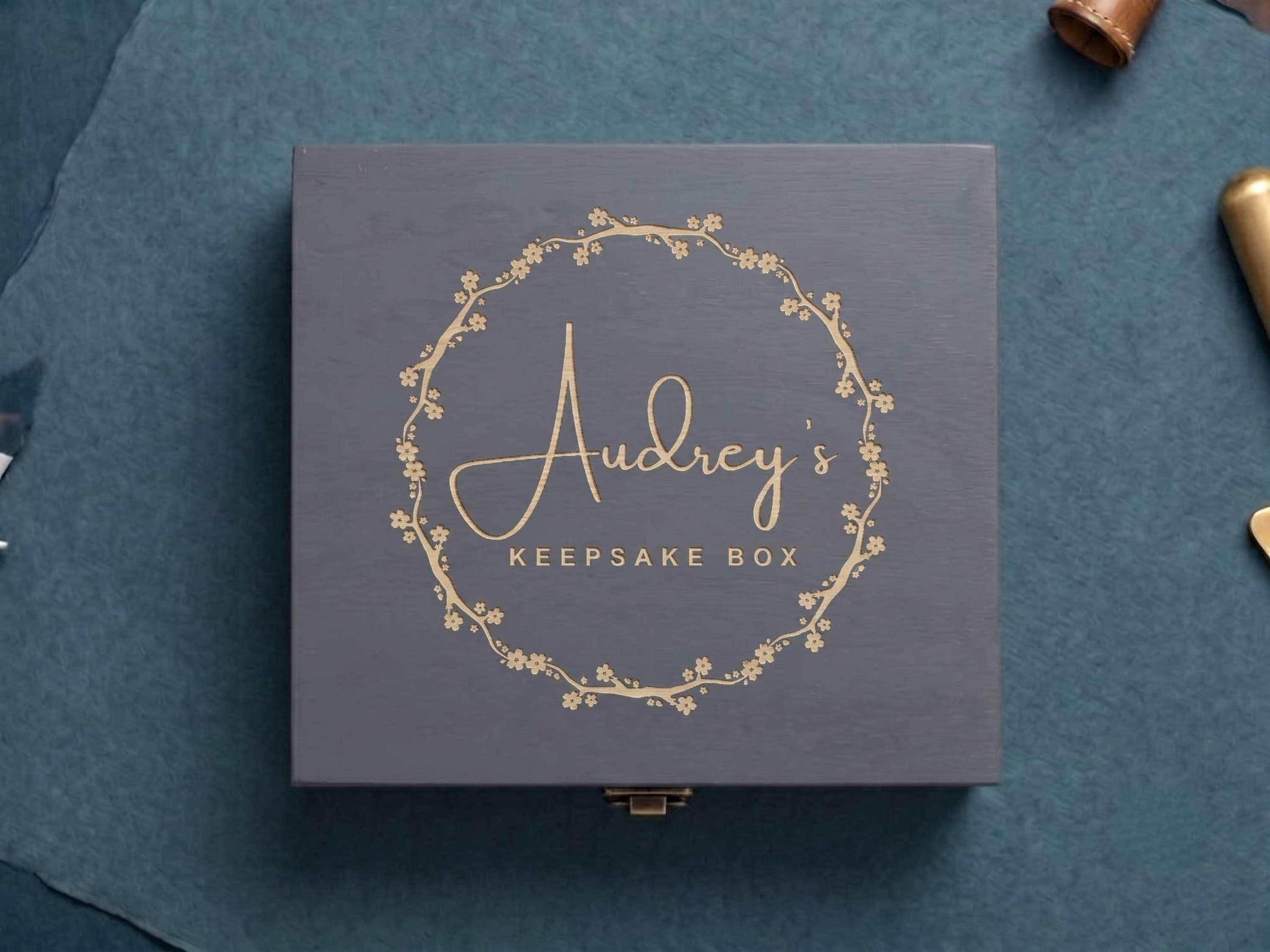 Girls Grey Wood Keepsake Box