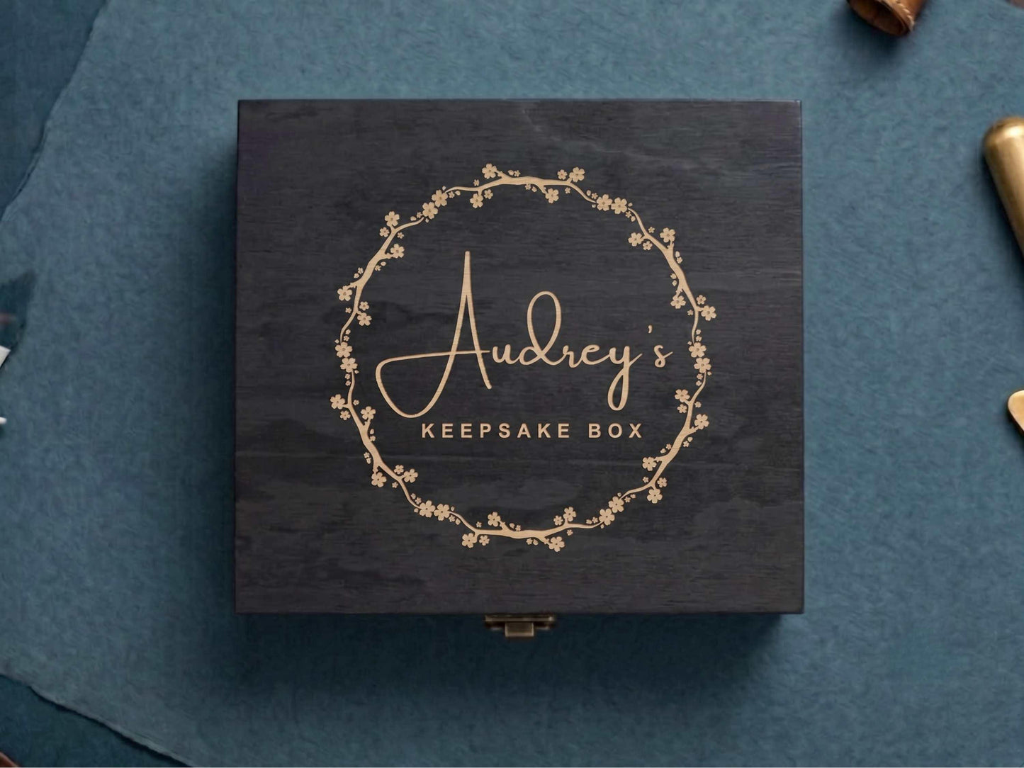 Girls Black Wood Keepsake Box