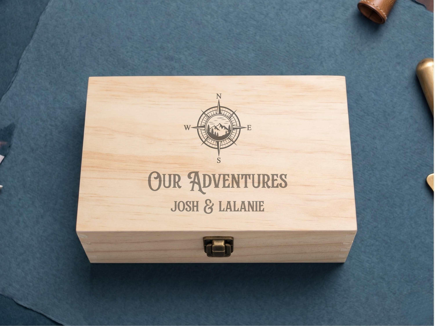 Our Adventures Couples Memory Box Natural Finish