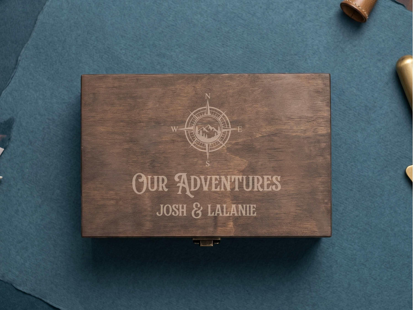 Our Adventures Couples Memory Box Walnut Stain