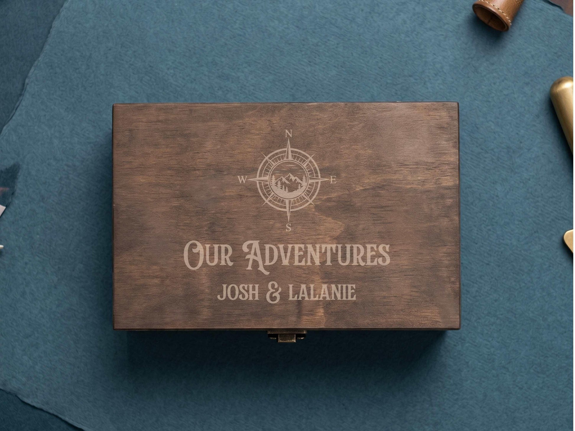 Our Adventures Couples Memory Box Walnut Stain