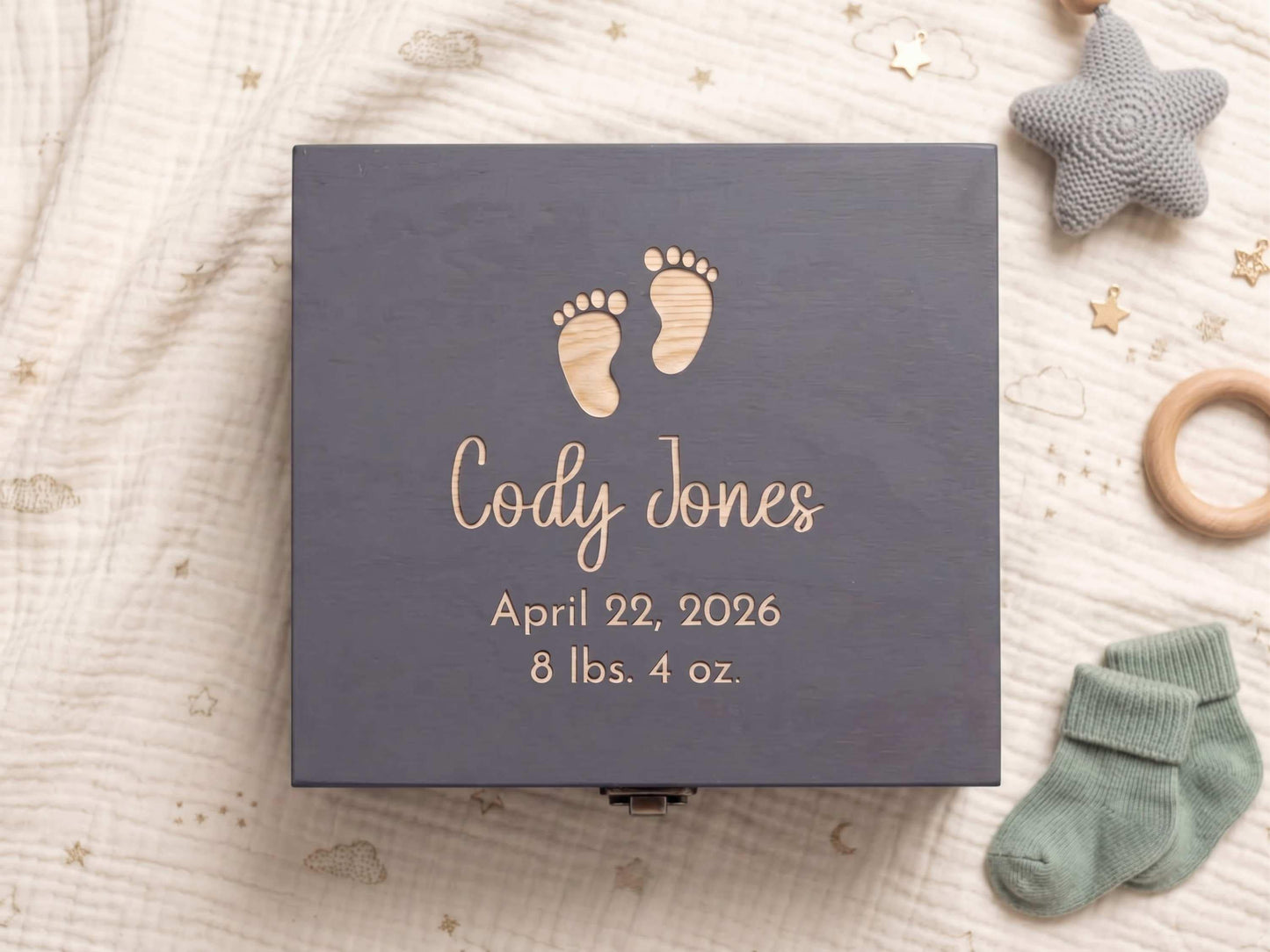 Baby First Year Memory Box Grey Stain