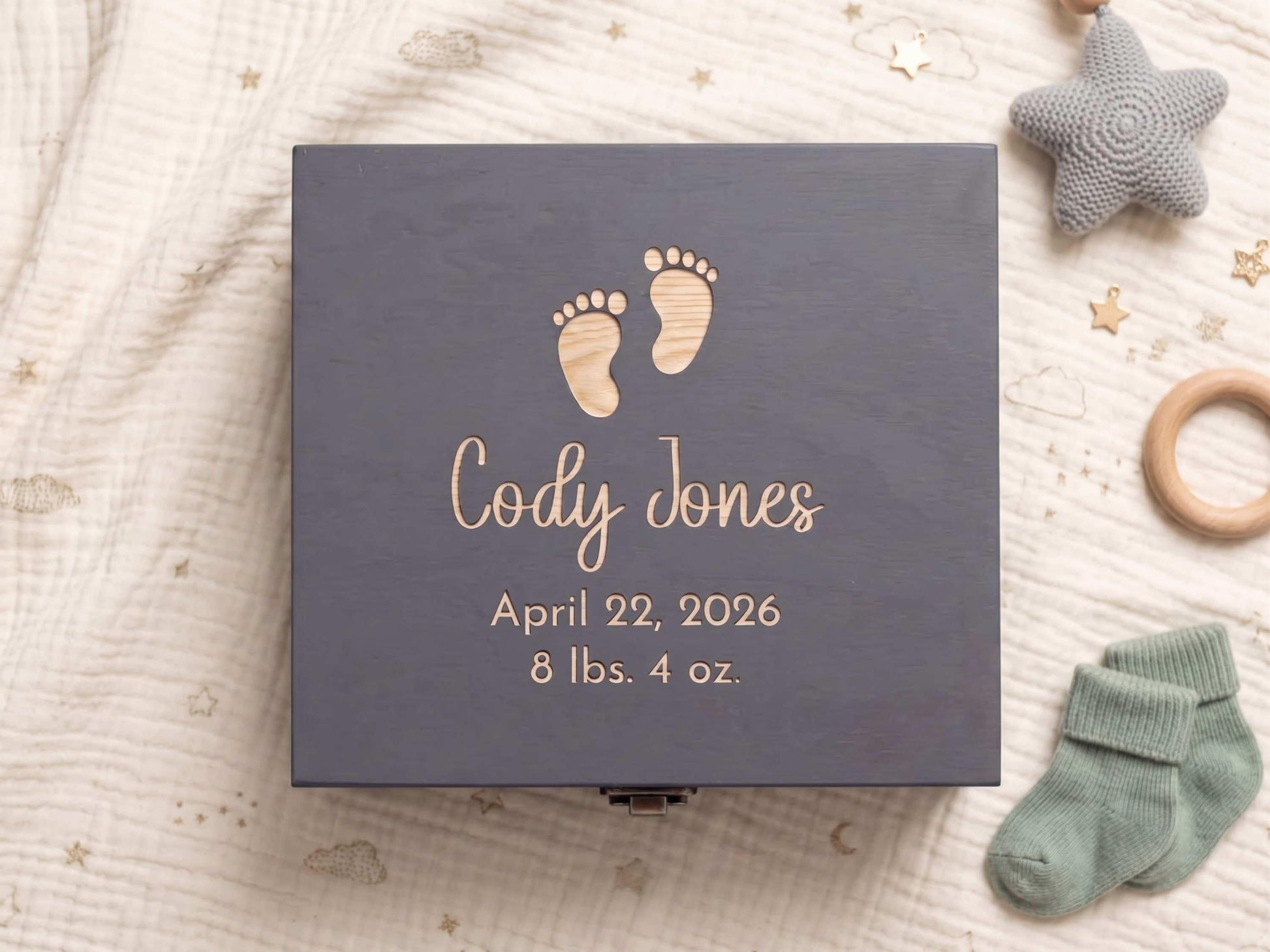 Baby First Year Memory Box Grey Stain