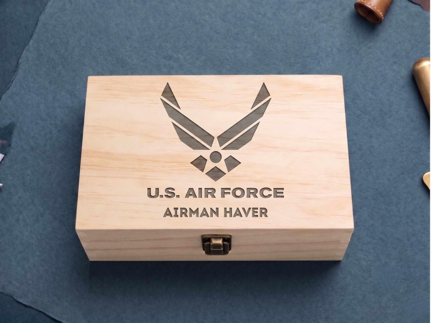 Personalized Air Force Wood Memory Box