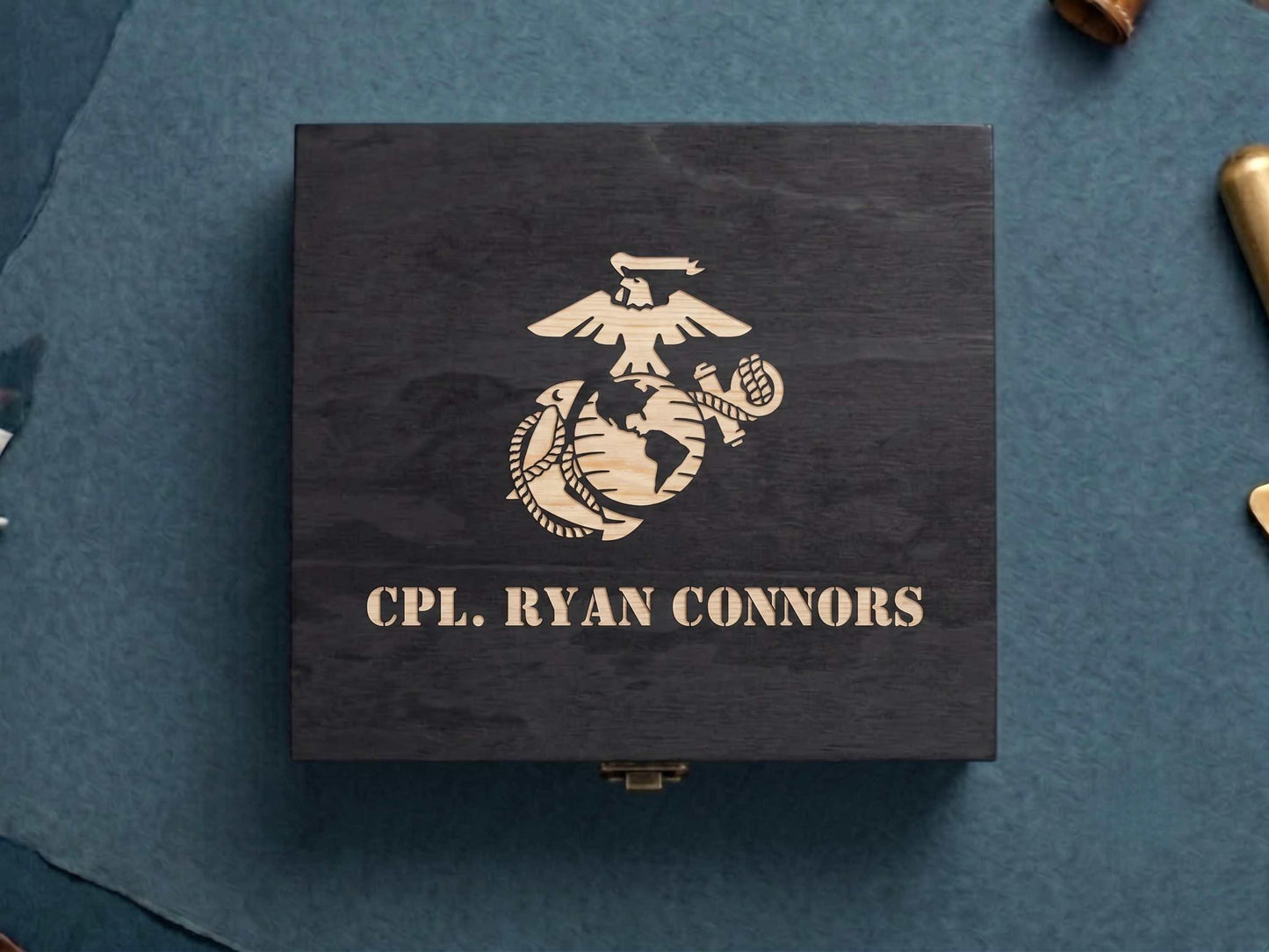 Personalized US Marines Memory Box Black Stain