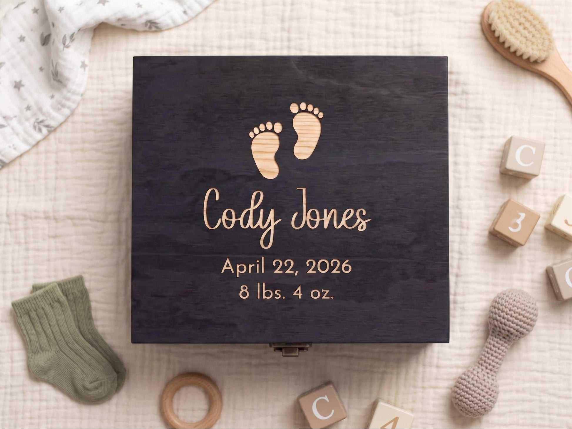 Baby First Year Memory Box Black Stain