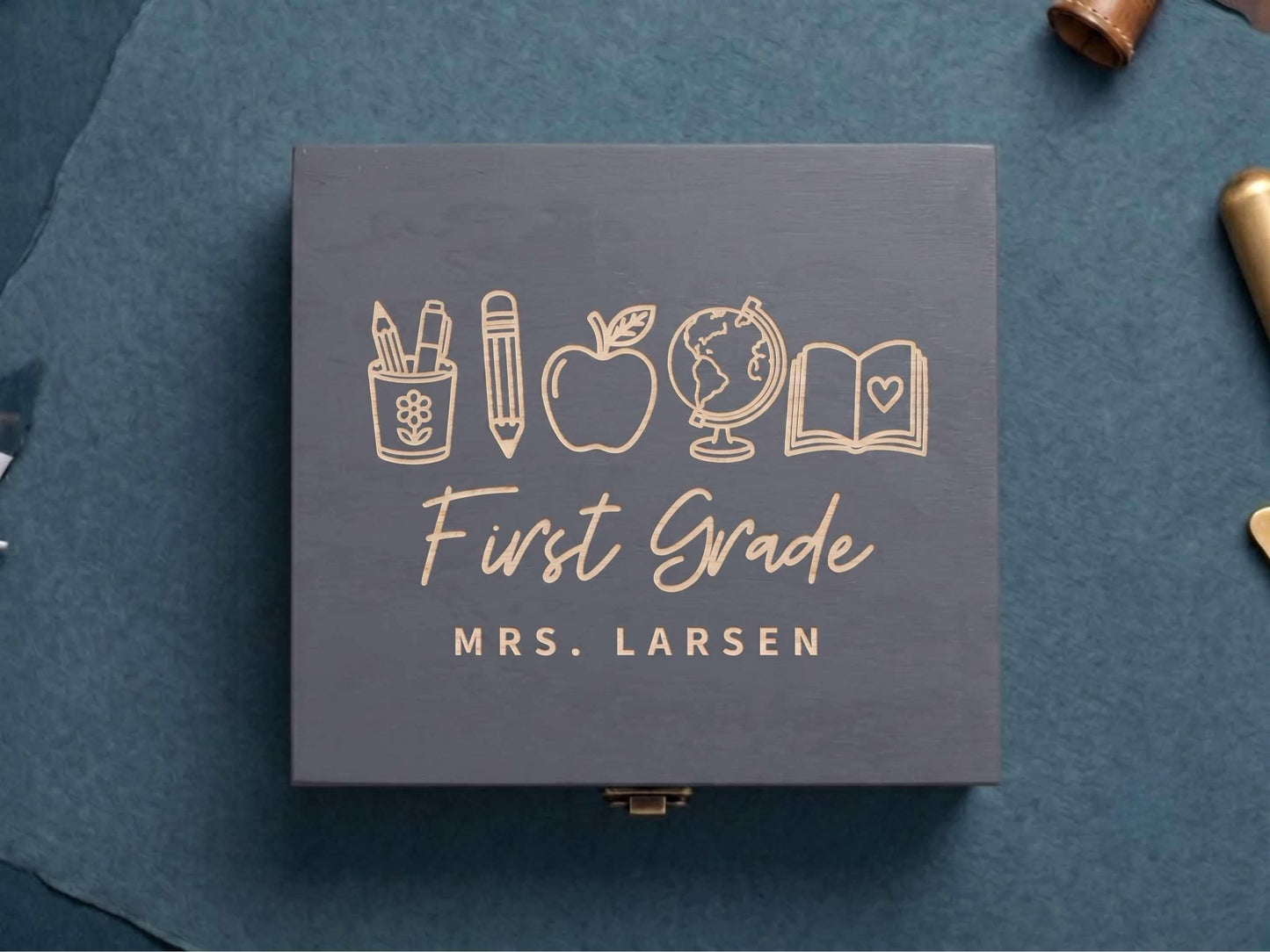Personalized Teacher Memory Box Grey Finish