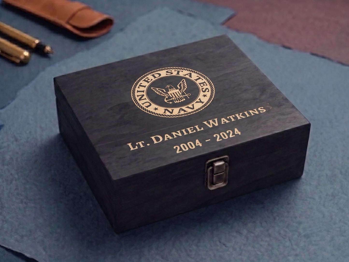 Personalized Navy Memory Box