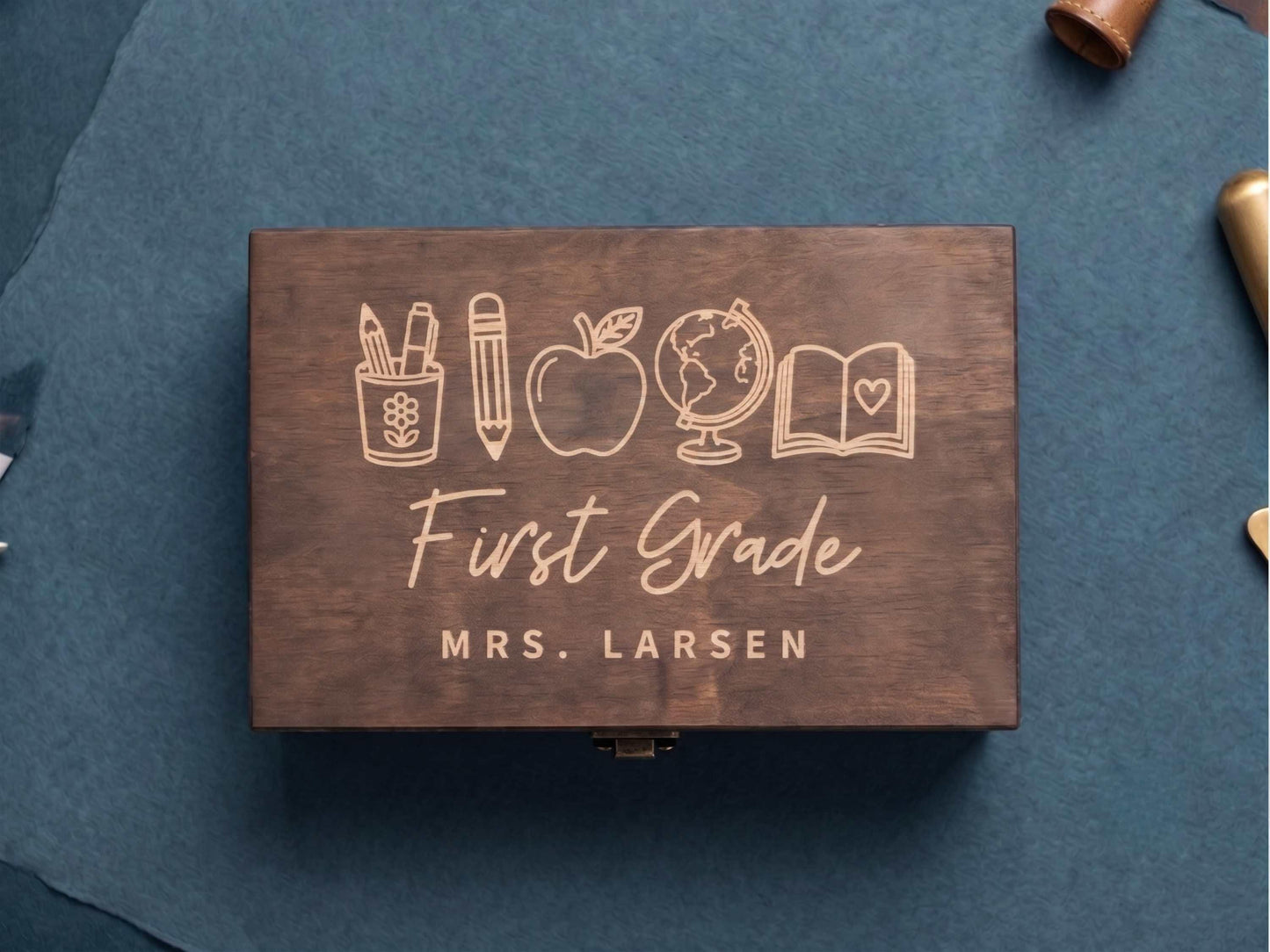 Personalized Teacher Memory Box Walnut Finish