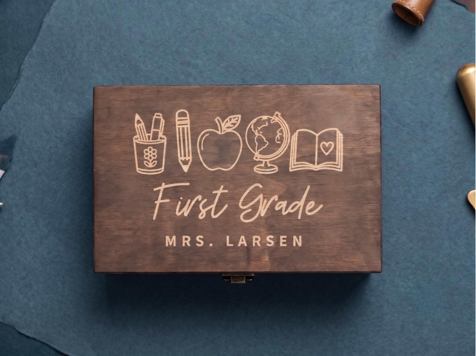 Personalized Teacher Memory Box Walnut Finish