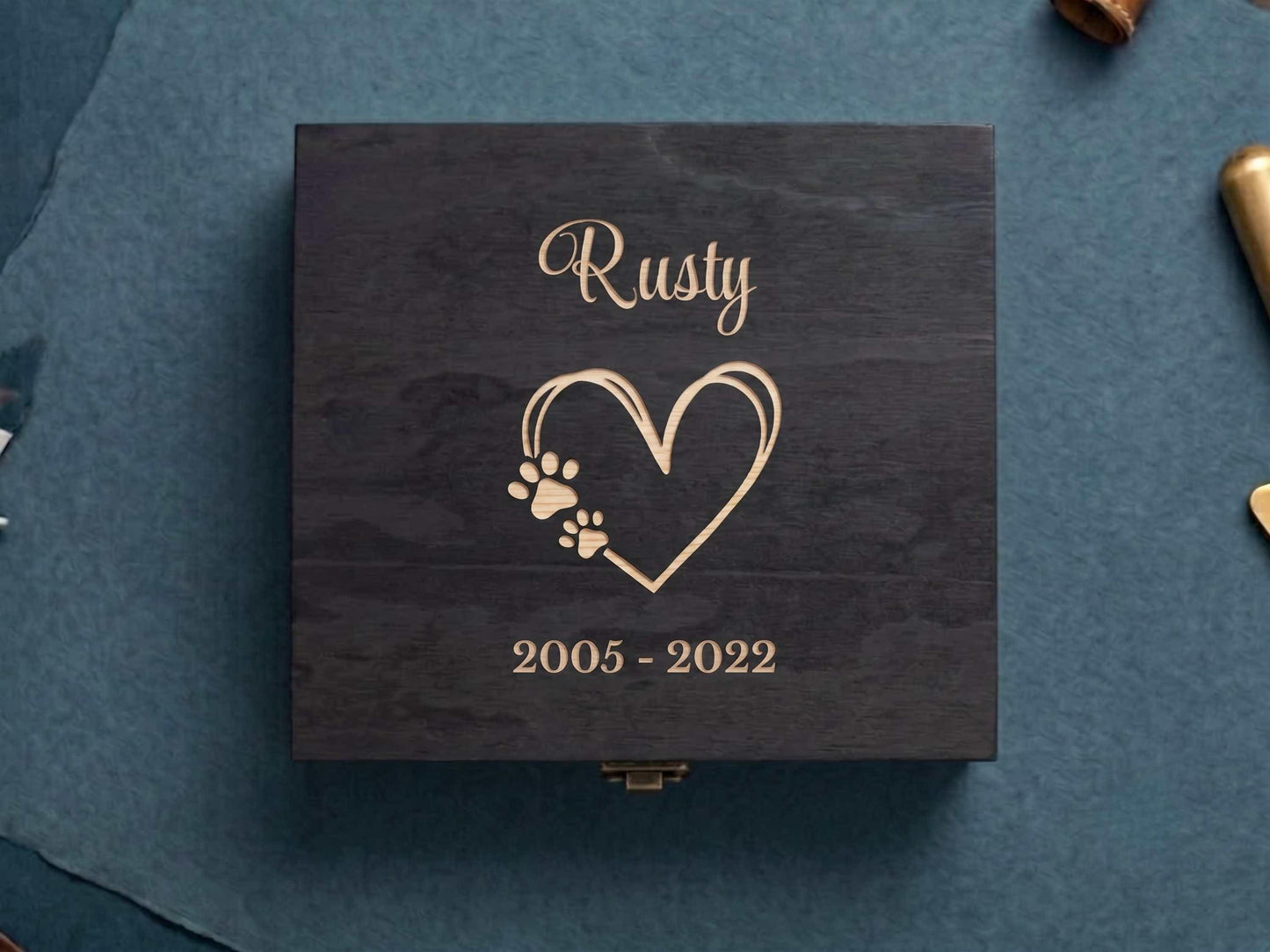 Personalized Dog Memorial Memory Box Black Stain