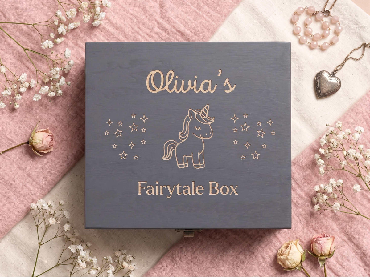 girls Fairytale Keepsake box with Unicorn