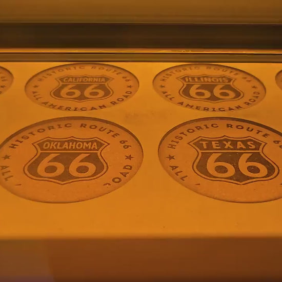 Route 66 Cork Coaster Set - Pick Your State or Full Set -Historic All American Road Coasters, Road Trip Souvenir, Americana Traveler Gift